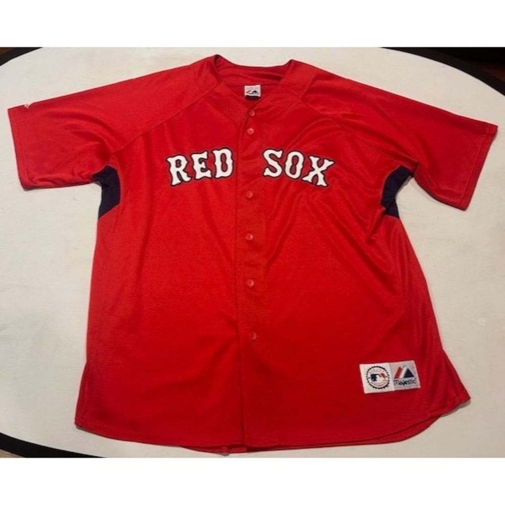 Majestic Boston Red Sox Men's Button Down Red Baseball Jersey - Size XL